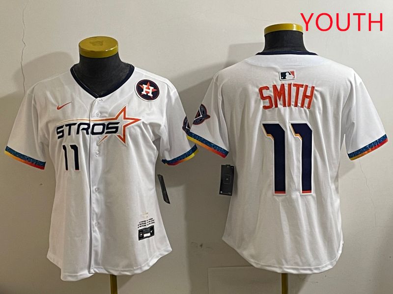 Youth Houston Astros 11 Smith White Fourth generation Joint Name 2025 Nike MLB Jersey style 4